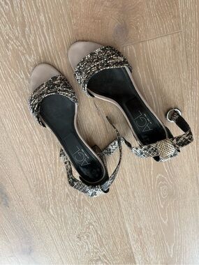 AGL Neutral Snake-Print Ankle-Strap Sandals